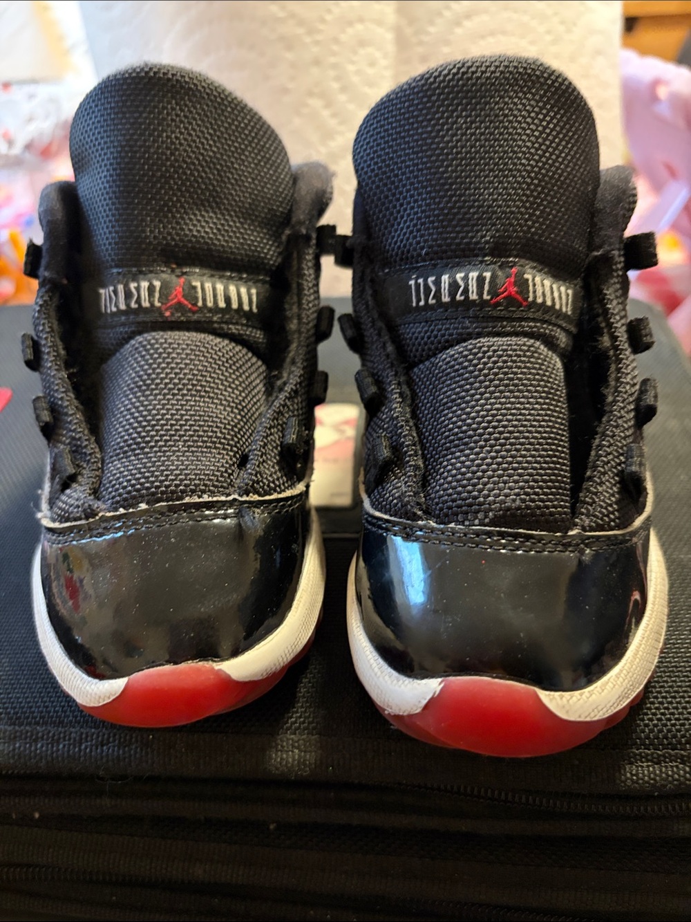 Jordan Kids Black and Red Retro Sneakers